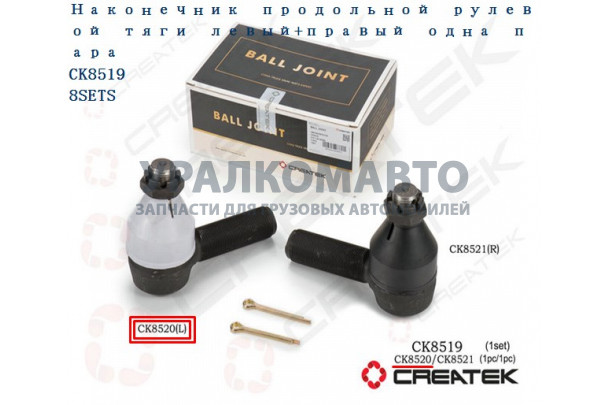 наконечник рулевой тяги большой левый (24х1,5 конус 27) качество Createk HOWO 199100430701/CK8519/CK8520L
